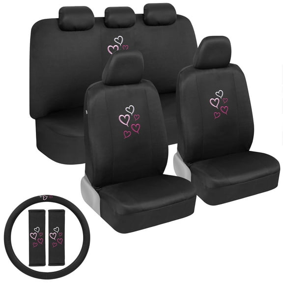 BDK Pink Love Story Design Seat Covers for Car, SUV and Van, 9pc
