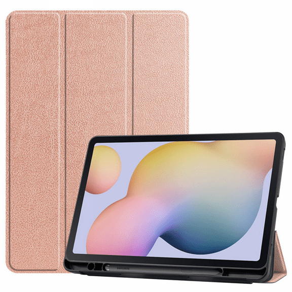 For Samsung Galaxy Tab S7/Tab S7 Tablet Sleeve 11 Inch, Premium Leather Slim Lightweight with Auto Sleep/Wake Hard Tri-Fold Stand Cover (SM-T870/T875) Rose Gold