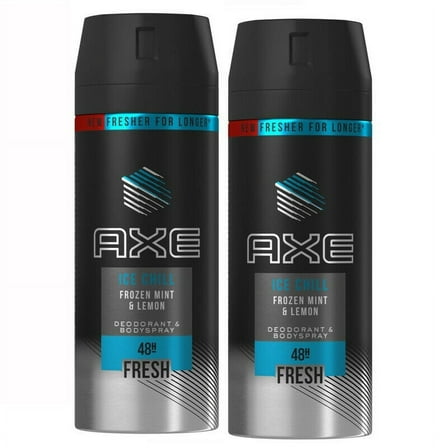 Axe Ice Chill Men’s Deodorant Body Spray, Frozen Mint & Lemon, 150 ml (5.07 oz), 2‑Pack