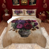 Manfei Boys Girls Chic Floral Rose Bedding Comforter Set 2pcs,Vintage Aesthetics Twin Comforter Sets Microfiber,Exotic Style Breathable Bedding Set,Luxury Bedroom Decor,Reversible