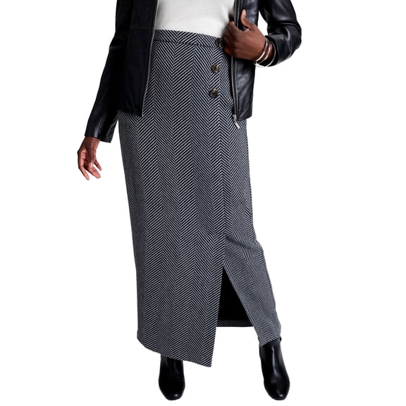 Jessica London Women's Plus Size Side-Button Wool Skirt
