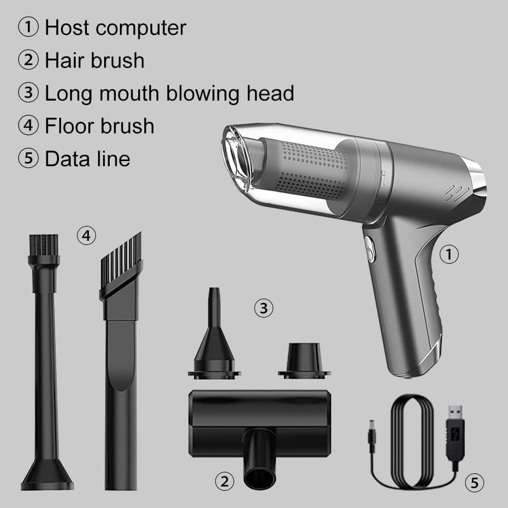 Wireless Handheld Car Vacuum Cleaner, 90000 PA Strong Suction Portable Vacuum Cleaner with Low Noise, Cordless Car Vacuum Mini Vacuum Cleaner Easy to Clean Car Interior, Keyboard, Drawer and Crevices