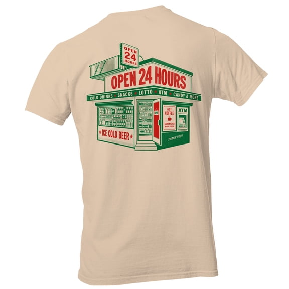 Smartprints Open 24 Hours Convenience Store Men's T-Shirt Natural, Cotton, S