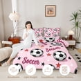 thumbnail image 3 of Erosebridal Girls Sport Soccer Full Size Comforter Sets 3 Pieces,Ball Gamer Bedding Sets for Kids Teens,Pink Reversible,Lightweight Room Decor, 3 of 6