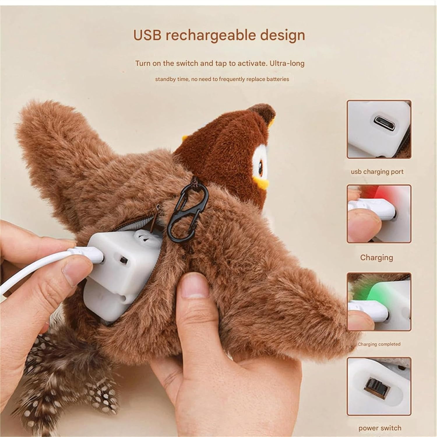 The Mellow Dog Calming Sparrow, Calming Sparrow Toy with Chirping Sound, Interactive Chirping Flapping Bird Toy with Removable Shell, Dogs Cat with Removable Shell (3pcs)