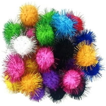 100 Pack 1 Inches Cat Sparkle Balls for Cats Large Size, Glitter Pom Poms Fuzzy Cat Balls Tinsel Balls for Cats Kitten Indoor