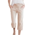 thumbnail image 2 of ITSAME Casual Pants for Girls, Drawstring Striped Print High Waist Fashion Casual Cotton Linen Pants Orange 12T, 2 of 9