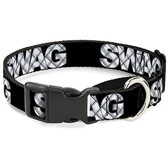 buckle-down "swag black plaid x" martingale dog collar
