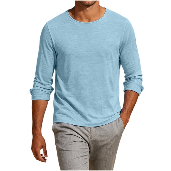 zbxnLI Mens Long Sleeve T Shirts Workout Athletic Loose Tee Tops Comfort Breathable Soft Fall Tshirt for Men