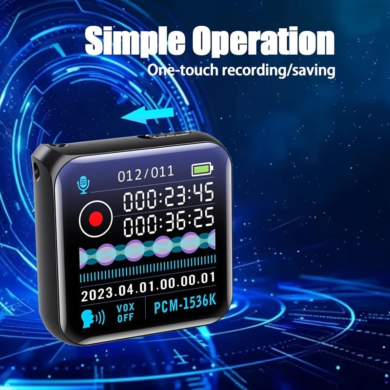 Digital Voice Recorder with Noise Reduction & HD Sound Quality, One-Touch Recording, LCD Display, USB-Powered for Podcasts, Interviews, Meetings