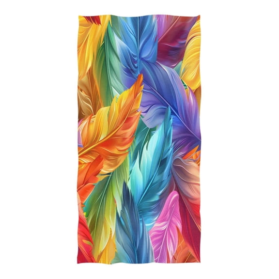 Oversized Beach Towel Extra Large Absorbent Microfiber Bath Towels Soft Quick Drying Colorful Feathers 74"x37"