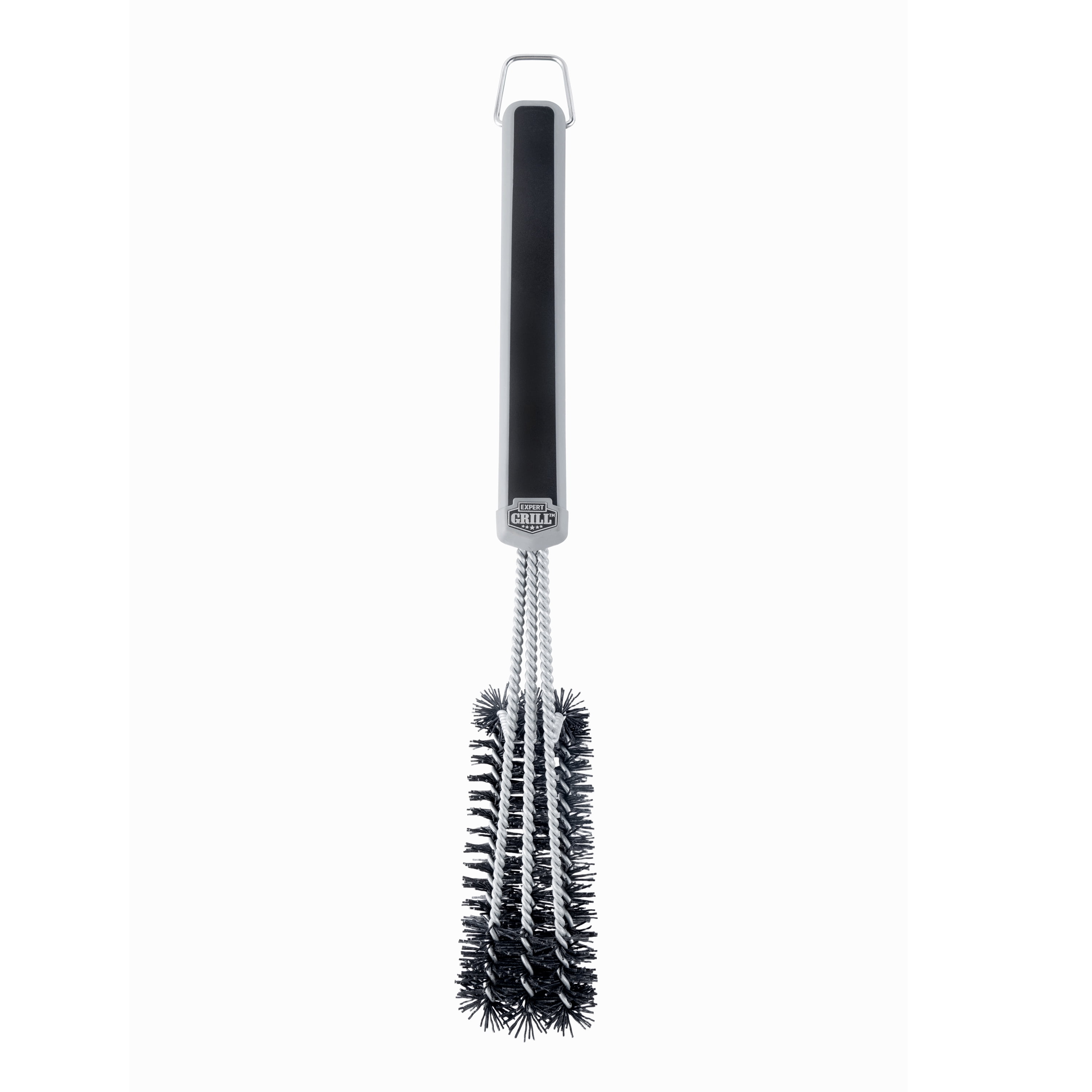 Expert Grill Stainless Steel and Nylon 3-Head Grill Brush, Black & Gray