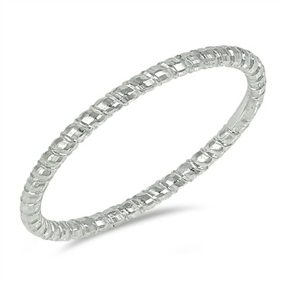 Diamond-Cut Stackable Thin Wedding Ring .925 Sterling Silver Band Jewelry Female Male Unisex Size 5