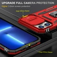 thumbnail image 5 of Armor Case for iPhone 16 with Sliding Camera Cover & Kickstand, Heavy Duty Military Grade Protection Phone Case, Built-in 360° Rotate Ring Stand, Shockproof Full Body Rugged Case, Red, 5 of 7