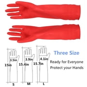 FCTTD Rubber Cleaning Gloves Kitchen Dishwashing Glove 3-Pairs,Waterproof Reuseable.(Medium)