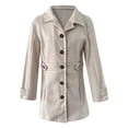 thumbnail image 5 of Quealent Pea Coats For Women Wool Blend Thicken Stand Collar Single Breasted Trench Coat Fashion A-Line Fall Winter Jackets Beige for Size L, 5 of 6