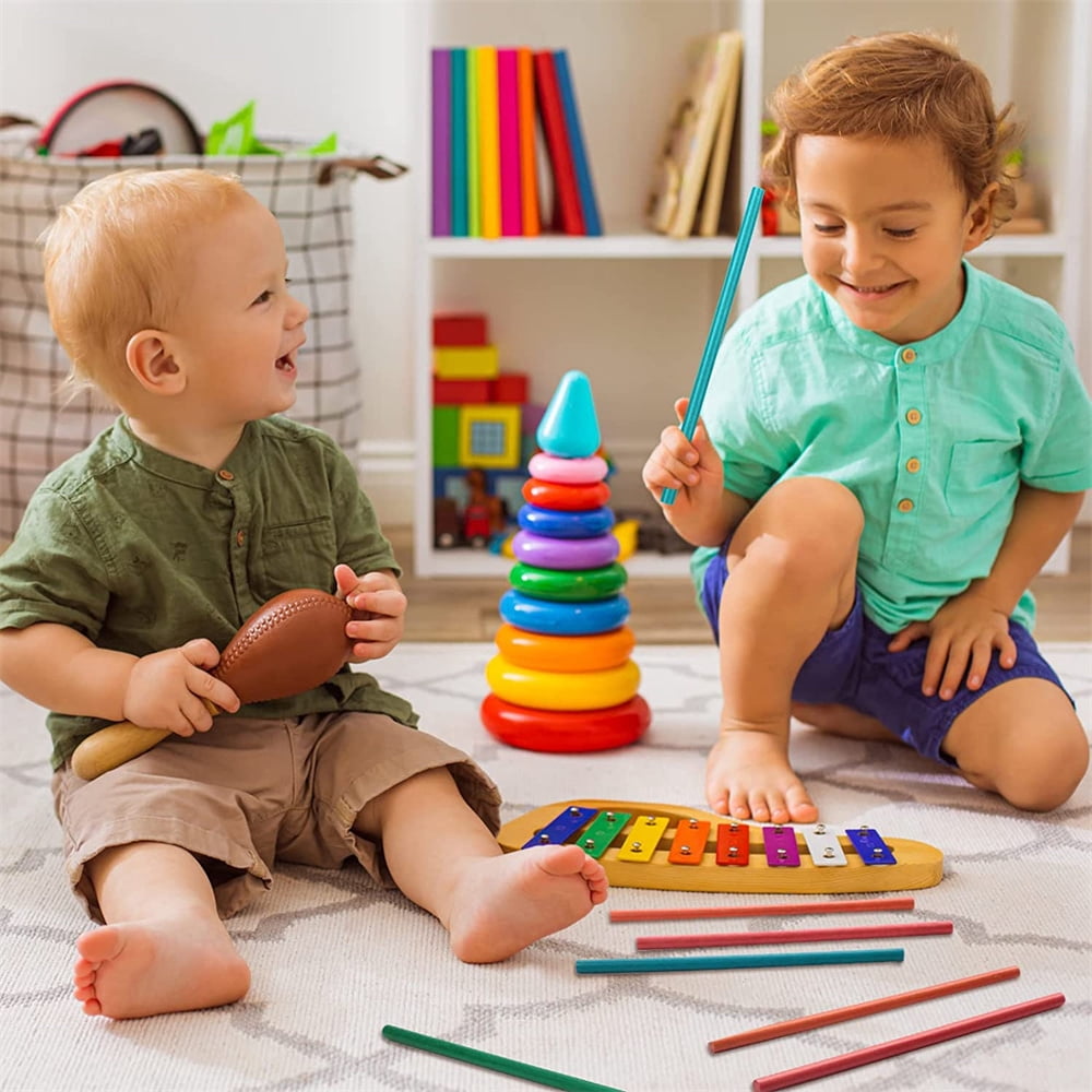 NOGIS 24 Pack Rhythm Sticks for Kids, Wood Lummi Sticks Music Percussion Sticks, 6 Colors