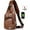 01#Khaki, variant on Bxaolu PU Leather Sling Bag with USB Charging Port Multi-pocket Chest Bag for Men Women Hiking Travel Daypack, [Khaki,1Pack]