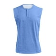 thumbnail image 2 of LISTHA Tank Tops Men Henley 2025 Sleeveless Vintage Polo Shirt Solid Workout Summer Casual Tee Blue XL, 2 of 4