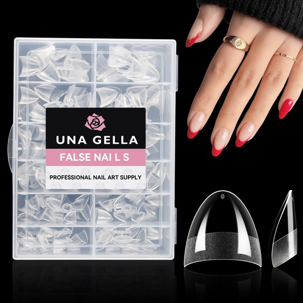 Uail Tips UNA GELLA Short Almond Gel x Nail Tips Half Cover