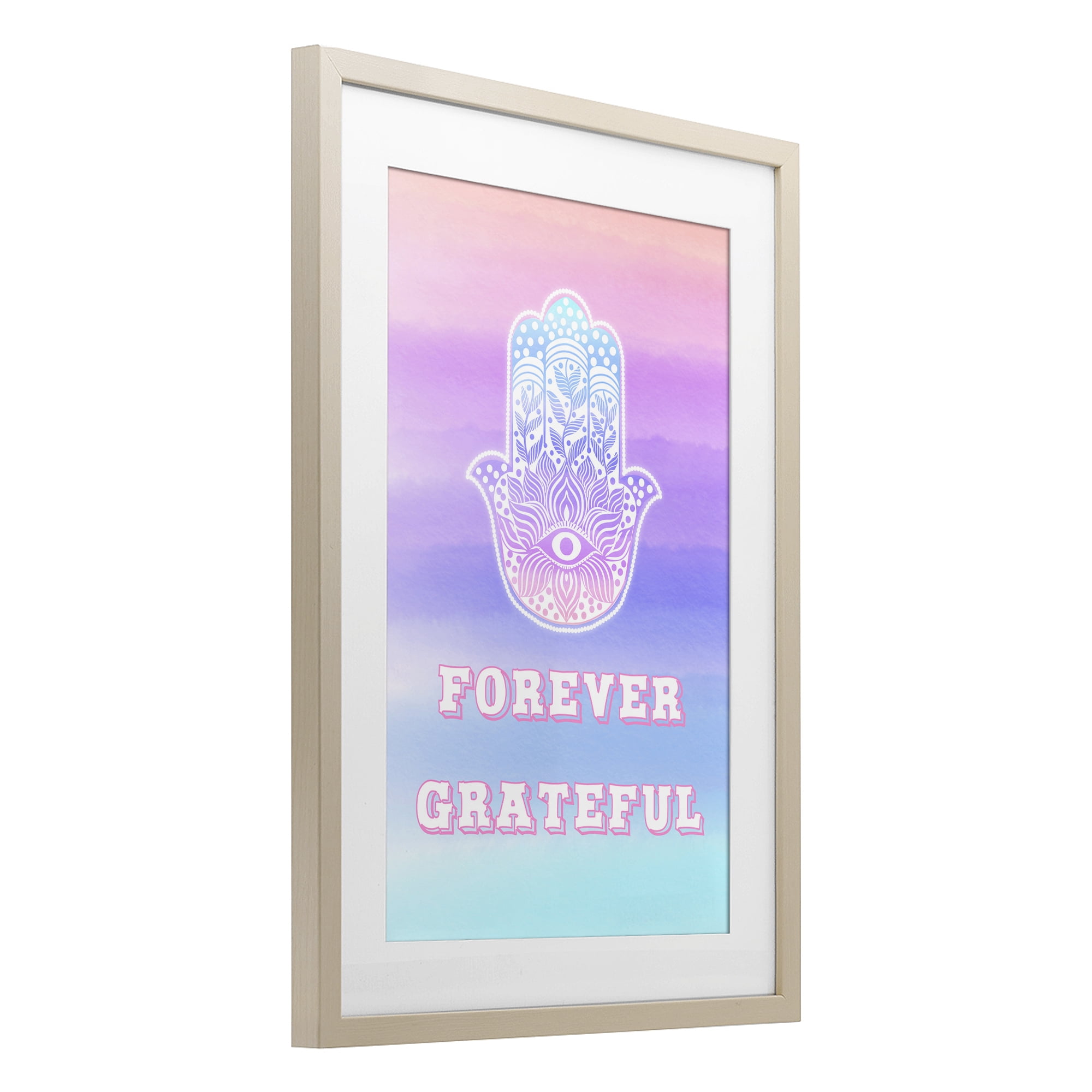 Stupell Industries Forever Grateful Hamsa Birch Framed Print Under Glass, design by Pooja Dave