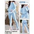 thumbnail image 4 of Women's 2 Piece Tracksuit Set Sexy Cold Shoulder Full Zip Jacket and Split Hem Jogger Pants Outfits S-2XL, 4 of 9