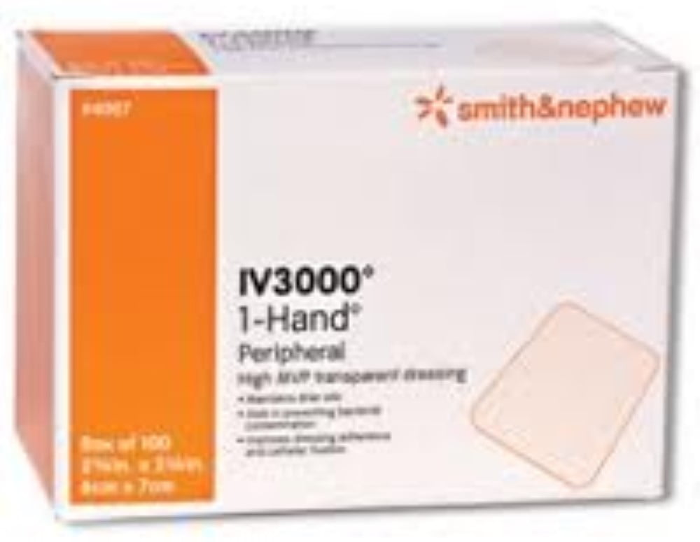 IV 3000 1Hand 2 3/8" x 2 3/4" Transparent Adhesive Dressing [4007] 100