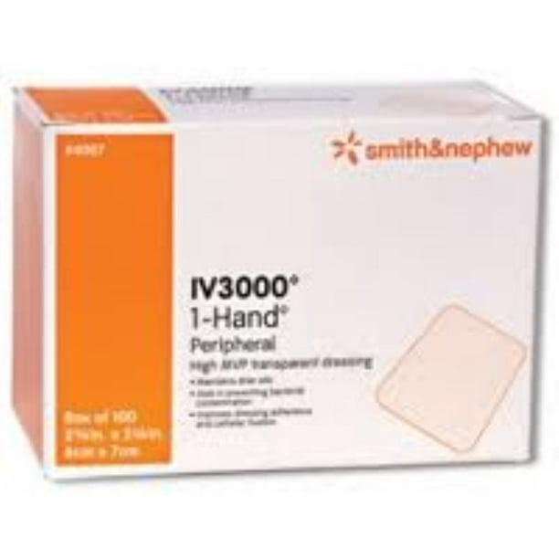 IV 3000 1Hand 2 3/8" x 2 3/4" Transparent Adhesive Dressing [4007] 100