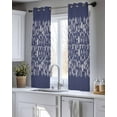 thumbnail image 5 of Japanese Sheer Curtains 54 Inch Length 2 Panels Set for Living Room/Bedroom, Navy Blue Country Flowers Leaves Aesthetic Kitchen Curtains Grommet Semi-Sheer Curtains Drapes Window Treatments 42"x54"x2, 5 of 7