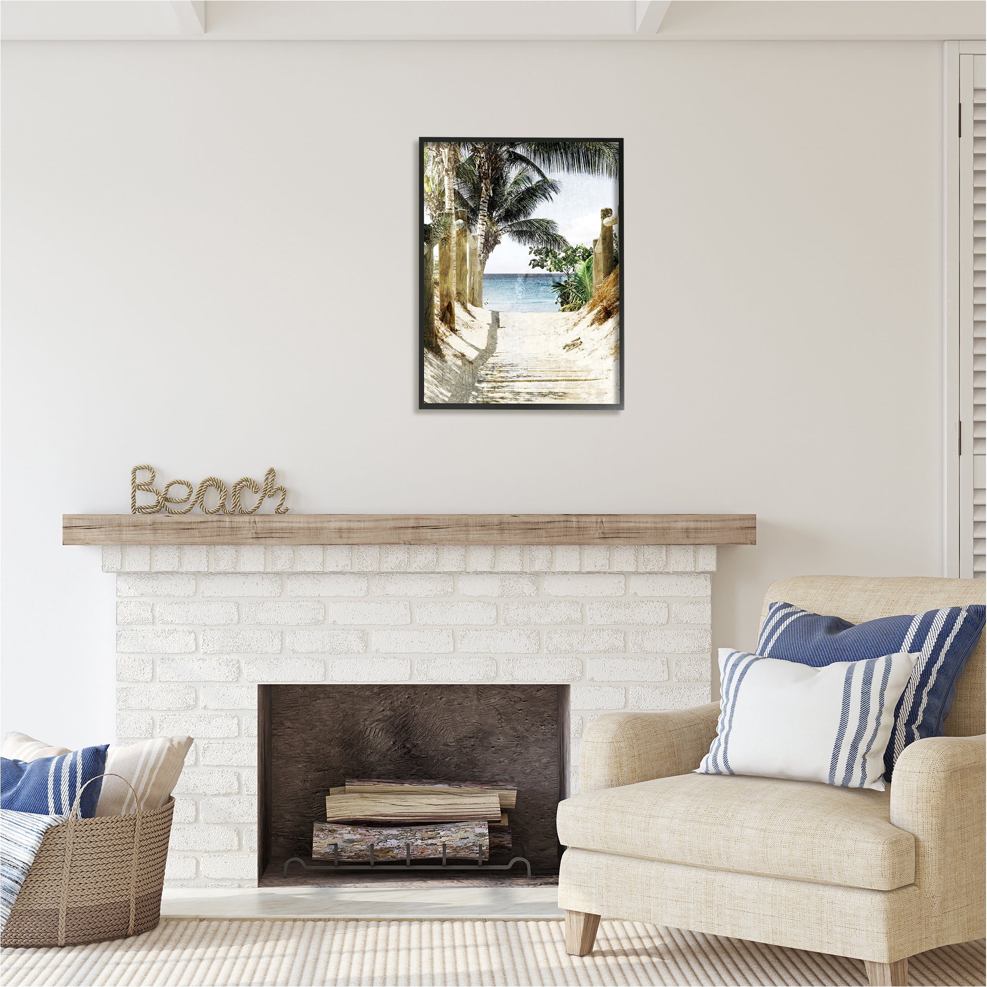 Stupell Industries Tropical Sandy Path Landscape Photography Black Framed Art Print Wall Art, 24 x 30