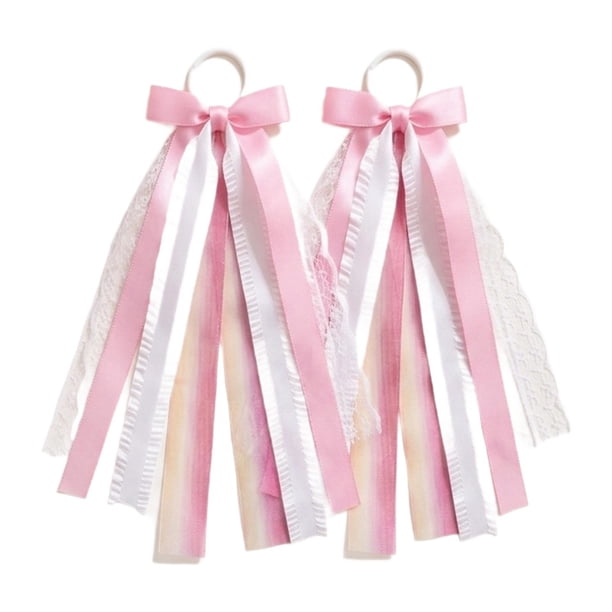 2 piezas de lazos para botas de vaquero, adornos para zapatos, cuentas brillantes y encaje para vacaciones escolares. Rosa