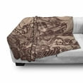 thumbnail image 3 of Nautical Soft Flannel Fleece Throw Blanket, Octopus Tentacles with Ship Sail Old Boat in Ocean Waves Kraken, Cozy Plush for Indoor and Outdoor Use, 50" x 70", Pastel Brown and Redbrown, by Ambesonne, 3 of 6