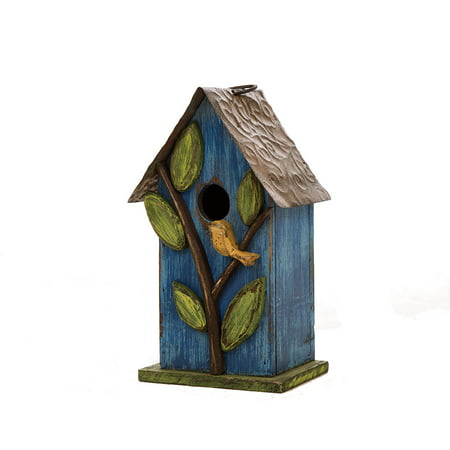 Glitzhome Rustic Hand-Painted Decorative Wood Birdhouse for