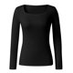 thumbnail image 3 of Moda mujer Slim Casual cuello cuadrado manga larga sólido camiseta blusa Tops Fridja  ghj987+5077, 3 of 5