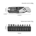 thumbnail image 3 of Stainless Steel Adjustable Wrench Replaceable Screwdriver Head Portable Household Tool with Storage Bag, 3 of 5