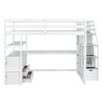 thumbnail image 6 of Bellemave Full Loft Bed with Stairs and Desk, Solid Wood High Loft Bed Frame with Storage Drawers and Bookshelf for Teens Adults (White), 6 of 8