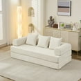 thumbnail image 5 of Folding Mattress Sofa Bed, 79'' Foldable Sleeper Lounge Modular Couch, Sleeper Sofa Couch with Armrest and Pillows, Chenille Floor Sofa Lounge Couch for Living Room Bedroom,Beige, 5 of 13