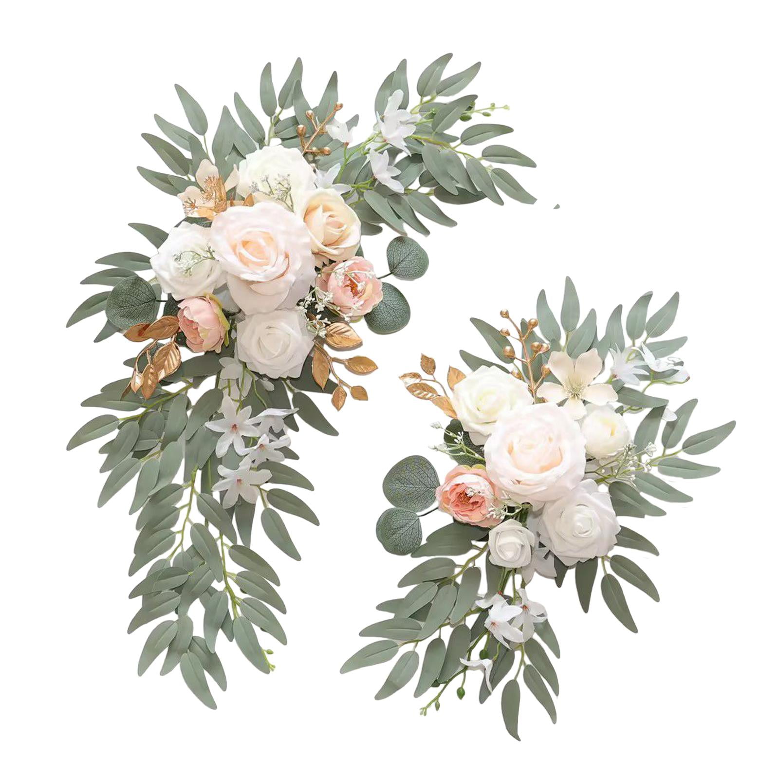 GUOOL 2 Pieces Wedding Arch Flowers Welcome Sign Decoration Corner Flowers Artificial Flowers for Ceremony Birthday Window Ornament Champagne
