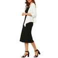 thumbnail image 3 of INSPIRE CHIC Women's Leisure Open Front Self Tie 3/4 Sleeve Crop Shrug Cardigan, 3 of 6