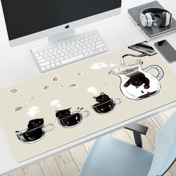 Alfombrilla de ratón Kawaii Cat para Gamer, alfombrilla grande XXL para ratón, teclado grande, alfombrilla de escritorio para ordenador portátil LIUWENJING unisex