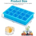 thumbnail image 3 of 2 Pack Ice Cube Trays, Silicone Easy Release Flexible Molds 15 Ice Cubes Tray for Freezer，Cocktail，Whiskey，Reusable & BPA Free, 3 of 6