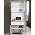 thumbnail image 3 of Pemberly Row Armoire de Cuisine en Porcelaine Haute de 32 Pouces de Large avec Rangement pour Micro-Ondes, Blanc, 3 of 7