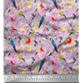 thumbnail image 1 of Soimoi Purple Rayon Fabric Floral,Parrot & Hummingbird Bird Decor Fabric Printed BTY 42 Inch Wide, 1 of 3