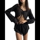 thumbnail image 2 of Conjunto de Pijama de 2 Piezas para Mujer: Top de Larga con Cordones y Pantalones Cortos, Ropa de Dormir Y2K, Conjuntos de Descanso. Negro L, 2 of 9