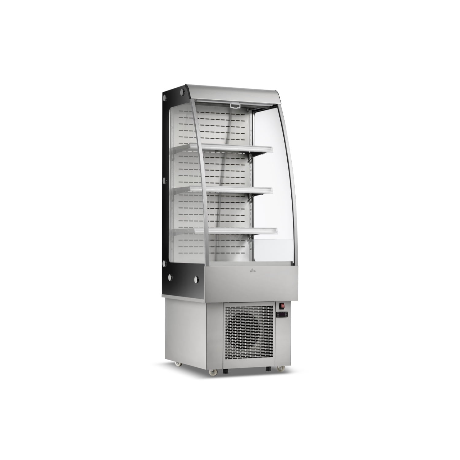 110v Commercial Fridge Cake Display Merchandiser, 8.8 Cubit Feet Beverage Cooler with Tempered Glass Door, Upright Merchandiser with 4 Castors, 3 Adjustable Shelves, Customizable Lightbox, 250L