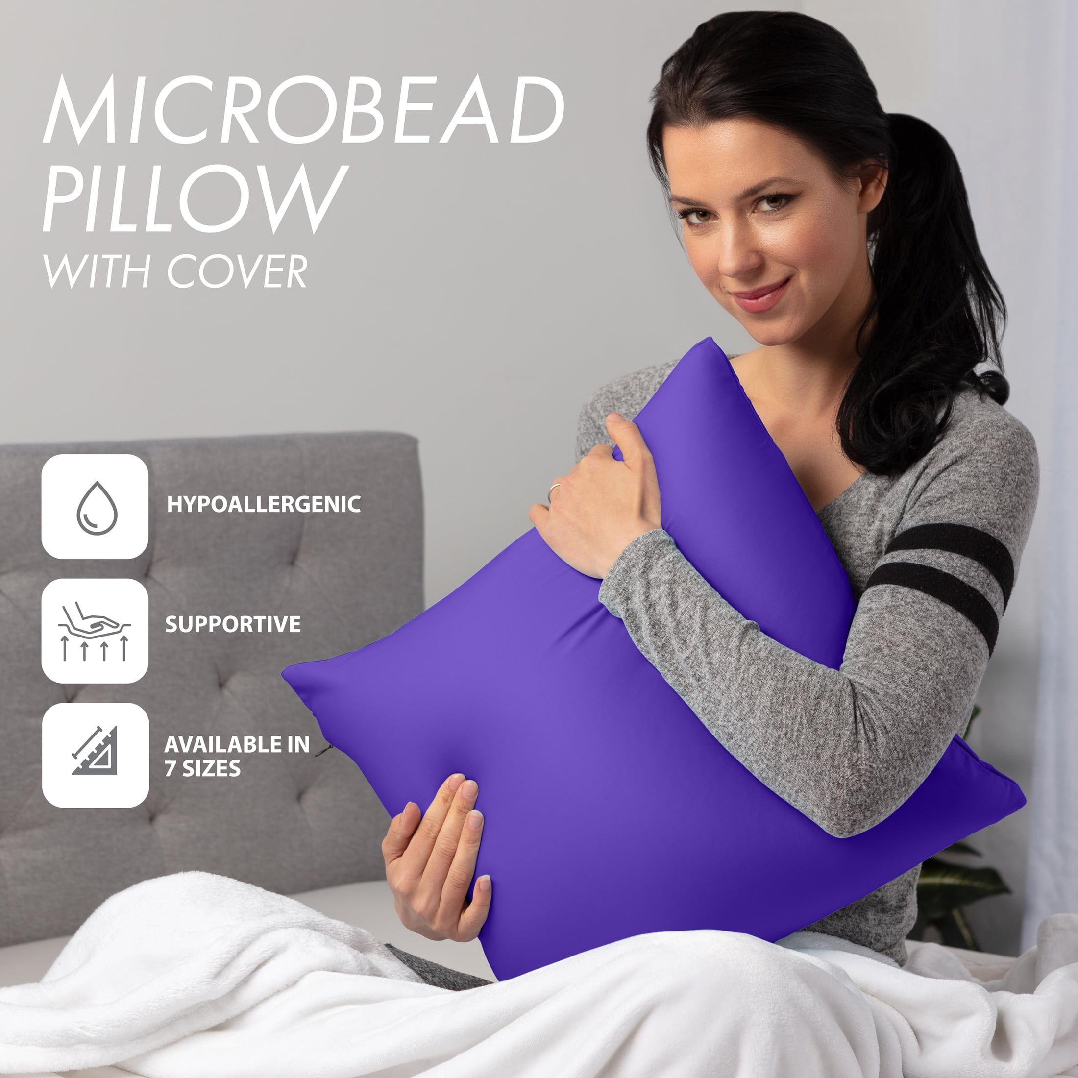 24" x 24" Throw Pillow – Dark Slate Grey: 1 PCS Luxurious Premium Microbead Pillow With 85/15 Nylon/Spandex Fabric. Forever Fluffy, Outstanding Beauty & Support. Silky, Soft & Beyond Comfortable