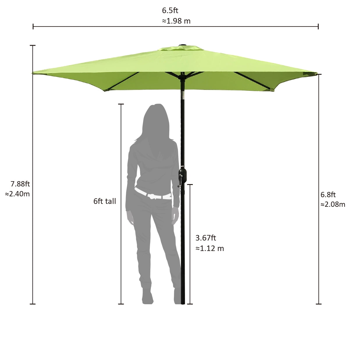 Abble 6.5 Feet Square Market Umbrella - Lime Green