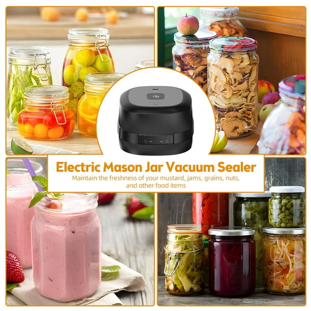 Electric Mason Jar Vacuum Sealer 60KPa Strong Suction Vacuum Sealing Machine for Canning Jars with Regular and Wide Mouth Mason Jar Lids Silent Rechargeable Portable Cordless Vacuum Sealer f Walmart.c...