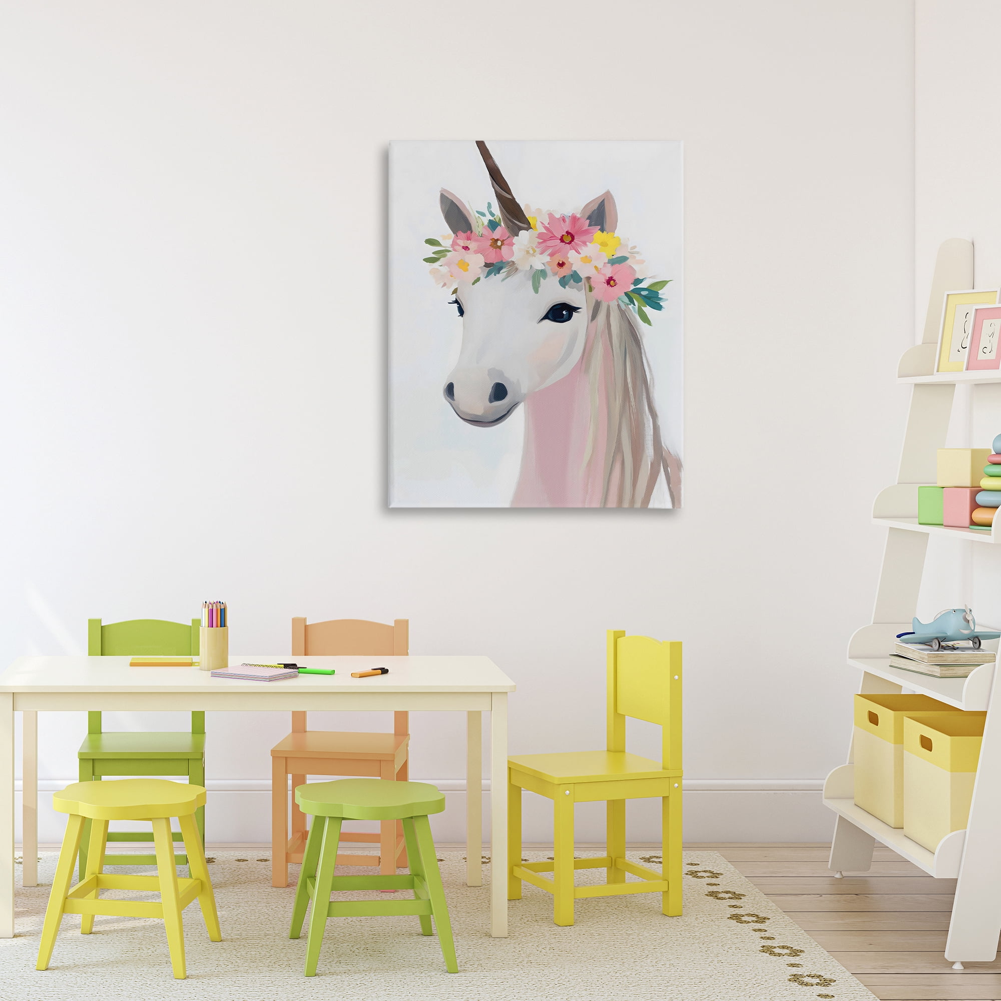 Stupell Industries Flower Crown Unicorn Canvas Wall Art, design by The Prints Vibe