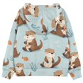 thumbnail image 2 of Kids' Hooded Pullover Sweatshirt Casual Tops Long Sleeve Print Hoodies Pocket Cute Otters in Various Poses, 2 of 9
